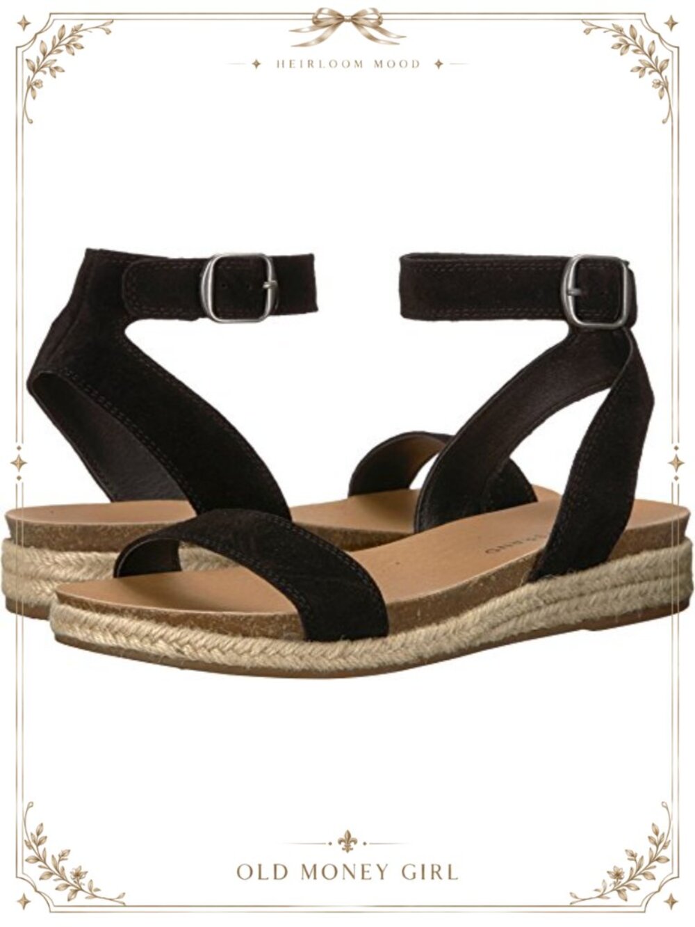 Lucky Brand Garston Leather Wedge Sandal Espadrille Ankle Strap